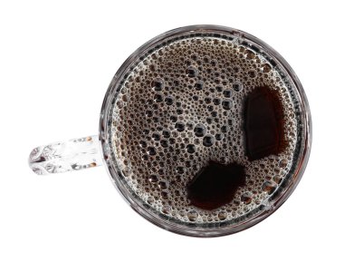 Tam bardak bira, beyaz, üst manzara.