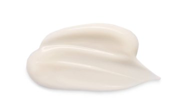 Beyaz arka planda yüz kremi örneği, üst görünüm