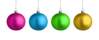 Dekoratif Noel topları beyaza izole edilmiş, set