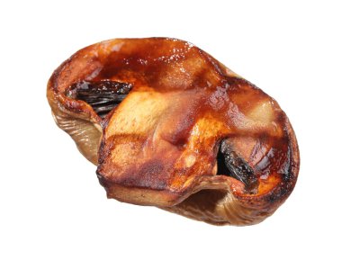 Beyazın üzerinde izole edilmiş ızgara mantar.