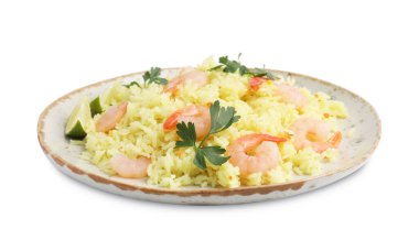 Karidesli, limonlu ve maydanozlu leziz risotto.