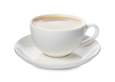 Beyaz bardakta izole edilmiş Aromatik kahve.