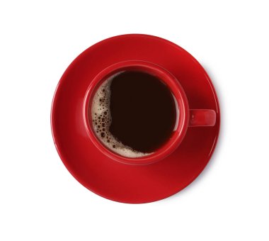 Bardakta nefis kahve, beyaz, üst manzara.