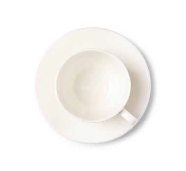 Boş kahve fincanı, beyaz, üst görünüm