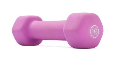 Violet dambıl beyazı izole etti. Spor malzemeleri.