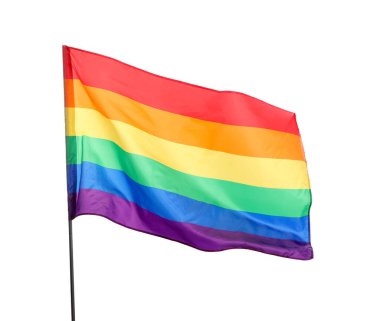 Beyaz üzerine izole edilmiş parlak gökkuşağı LGBT bayrağı