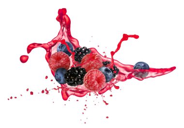 Farklı böğürtlenler ve su damlaları.