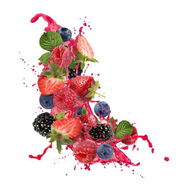 Farklı böğürtlenler ve su damlaları.