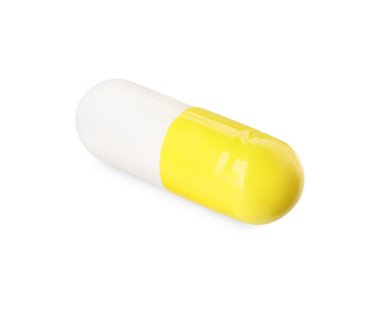 Beyaza izole edilmiş bir antibiyotik hapı. Tıbbi tedavi