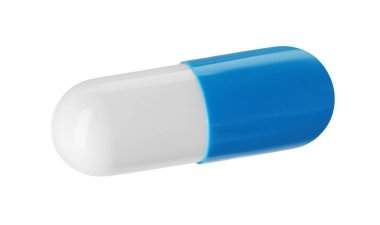 Beyaza izole edilmiş bir antibiyotik hapı. Tıbbi tedavi