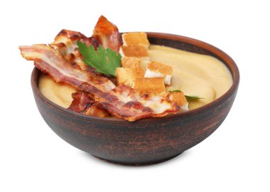 Lezzetli mercimek çorbası, pastırmalı ve maydanozlu.