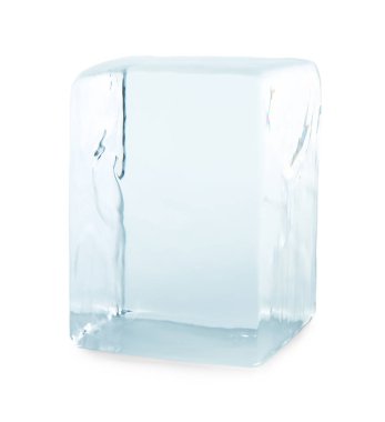 Bir buz bloğu beyaza izole edilmiş.