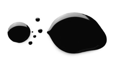 Blobs of black oil isolated on white, top view clipart