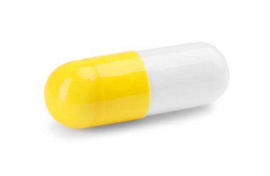 Beyaza izole edilmiş bir antibiyotik hapı. Tıbbi tedavi