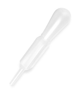 Bir temiz şeffaf pipet beyaza izole edilmiş.