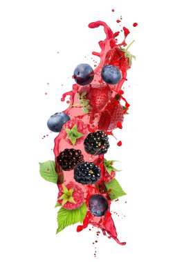 Farklı böğürtlenler ve su damlaları.