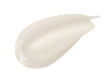 Sample of face cream isolated on white, top view