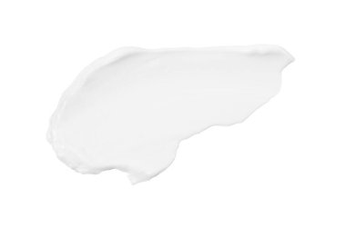 Sample of face cream isolated on white, top view