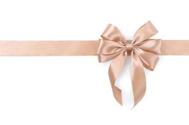 Beyaz yay ile altın saten kurdele, üst görünüm