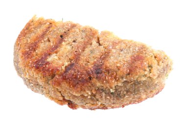 Lezzetli vejetaryen pirzolasının yarısı beyaza izole edilmiş.