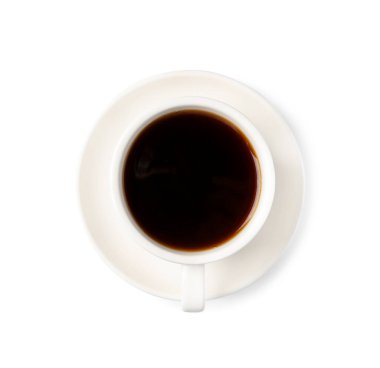 Bardakta nefis kahve, beyaz, üst manzara.