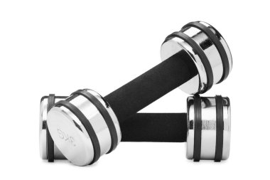 Metal dambıllar beyaza izole edilmiş. Spor malzemeleri.