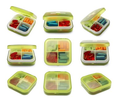 Hap düzenleyicisi beyaz üzerine izole edilmiş, farklı açılardan görüntüler