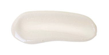 Sample of face cream isolated on white, top view