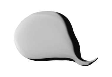 Siyah parlak yağ damlası beyaza izole edilmiş.