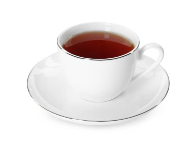 Beyaz bardakta izole edilmiş Aromatik çay