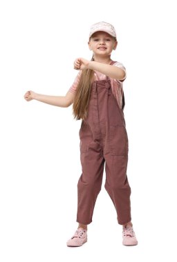 sevimli küçük kız beyaz arka plan üzerinde dans