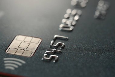 Arkaplan olarak plastik kredi kartı, makro görünüm