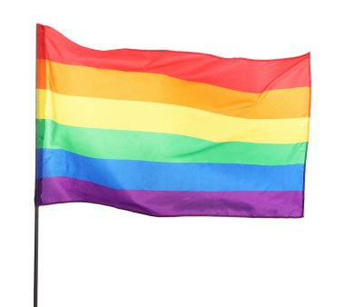 Beyaz üzerine izole edilmiş parlak gökkuşağı LGBT bayrağı