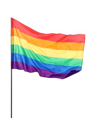 Beyaz üzerine izole edilmiş parlak gökkuşağı LGBT bayrağı