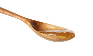 Tatlı reçelli kaşık beyaz üzerine izole