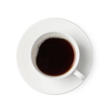 Bardakta nefis kahve, beyaz, üst manzara.