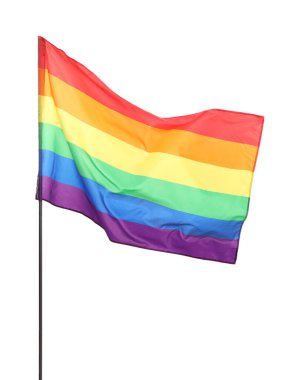 Beyaz üzerine izole edilmiş parlak gökkuşağı LGBT bayrağı