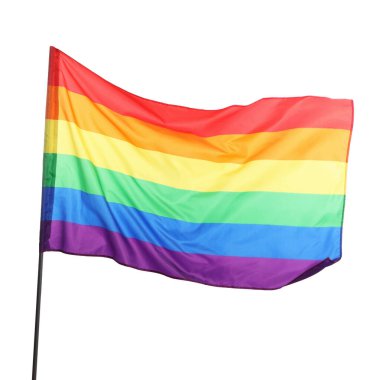 Beyaz üzerine izole edilmiş parlak gökkuşağı LGBT bayrağı
