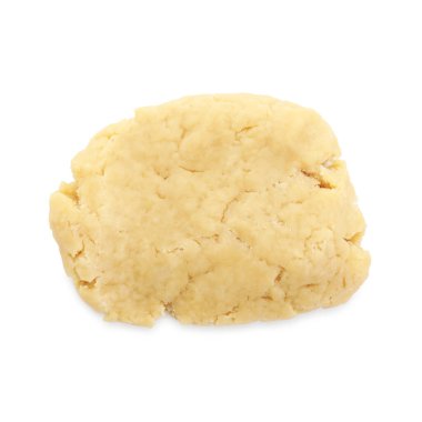 Kısa hamur işi yapıyorum. Çiğ hamur beyaz, üst görünümde izole