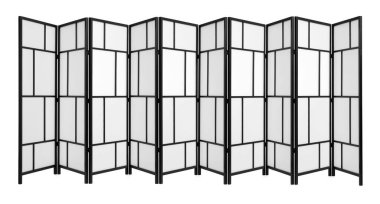 Katlanan ekran beyazda izole edildi. Mobilyalar şık.