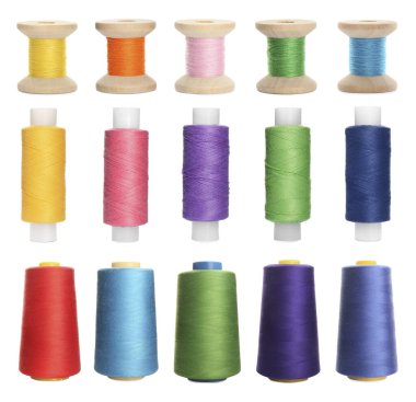 Beyaz üzerine izole edilmiş parlak iplikler kümesi, set