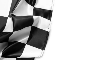 Beyaz arka planda işaretli bir bayrak, üst manzara. Metin için boşluk