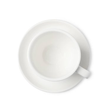 Boş kahve fincanı, beyaz, üst görünüm