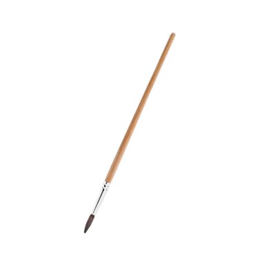 Paint brush with wooden handle isolated on white