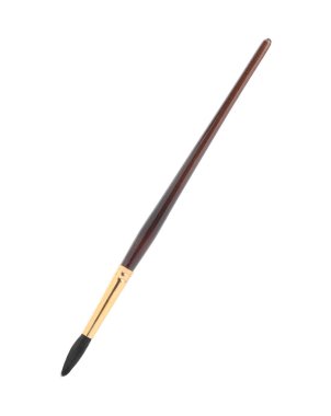 Paint brush with wooden handle isolated on white