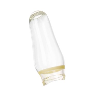 Açık cam ampulün konik ucu beyaza izole edildi