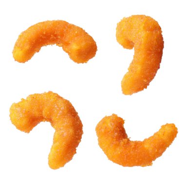 Lezzetli kızartılmış karidesler, beyaz ve sette.