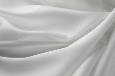 Arkaplan olarak buruşmuş beyaz ipek kumaş dokusu, yakın plan