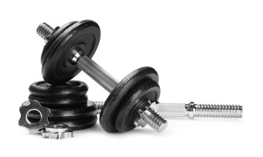 Halter ve beyaz halterin parçaları.