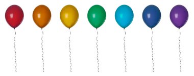 Beyaz üzerine izole edilmiş farklı renkte balonlar, koleksiyon